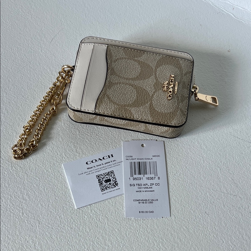 Coach Tan and Gold Chain Wallet